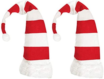 Besportble 2pcs Longa listrada Chapéus de Natal Chapéu de Camisola de Camisola Feia Elf Hat para Elfo Papai Noel Elf Hat Hat