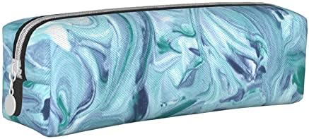 Onyx Marble Textura Turquesa Lápis Case Mulheres Ponto de Pen Ponto Simple Caixa de transporte Para adulto com zíper suave