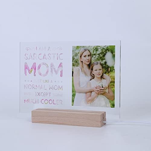 Photo de acrílica personalizada Placa LED Night Light, foto personalizada e texto para presentes do dia das mães da mãe, presente de aniversário para mamãe