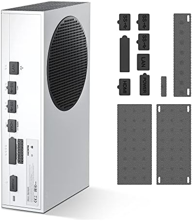 Plugues de capa de poeira compatíveis com as séries Xbox S, o kit de filtro de poeira rttacrtt incluem 7 plugues de pó de silicone e 4 tampas de filtro de malha de PVC para acessórios de console Xbox Série S acessórios