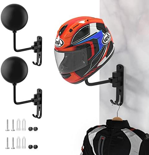 LifXize capacete cabide cabide de capacete de parede de 180 ° Rotação com 2 ganchos Helmet Selder para moto de bicicleta de moto