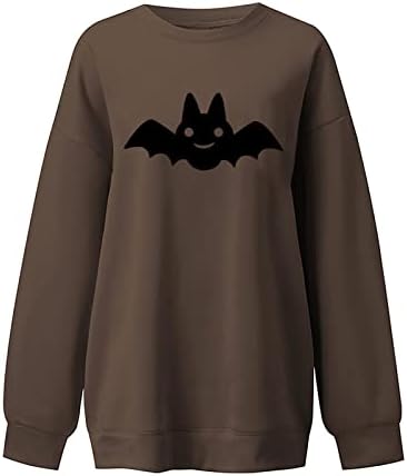 Sorto de Halloween para mulheres Plus Size Casual Pullover solto Tops soltos Sweothirts redondos do pescoço do pescoço Hoodless