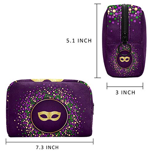 Leveis Mardi gras pontos redondos pequenas bolsas de maquiagem para bolsa de bolsa cosmética de viagens de viagem para