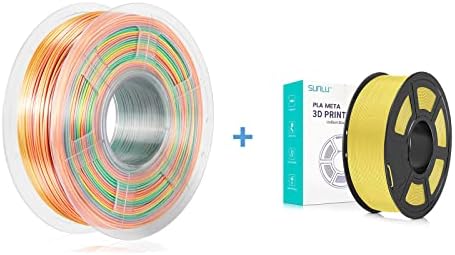 Sunlu Rainbow Silk Pla+ Filamento de impressora 3D e meta amarelo, 3D PLA+ filamento 1,75 mm, 1kg de bobo, arco -íris