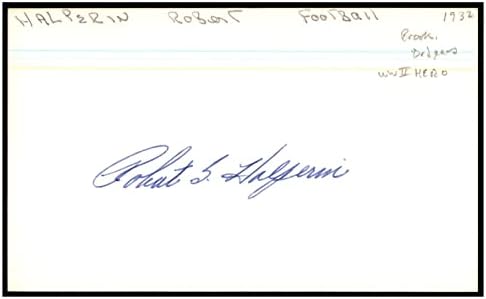 Robert Halperin assinado cartão de índice 3x5 Autografado NFL Dodgers WWII D: 1985 87401 - MLB Cut Signature