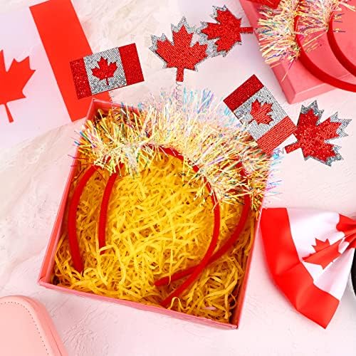 Obangong 4 PCs Canadá Bandas da cabeça do dia Canadá Bandeira Maple Folha de folha para crianças Aldult Novelty Canada Day Acessórios