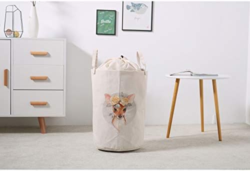 Roupa de cesta de lavanderia Roupas sujas bolsa impermeável Baby Flores de cervos decoração de casa Organizador de armazenamento retrô