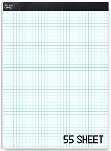 Mr. Pen Graph Paper, 5x5, 11 x8.5 Padra de papel de engenharia, 55 folha