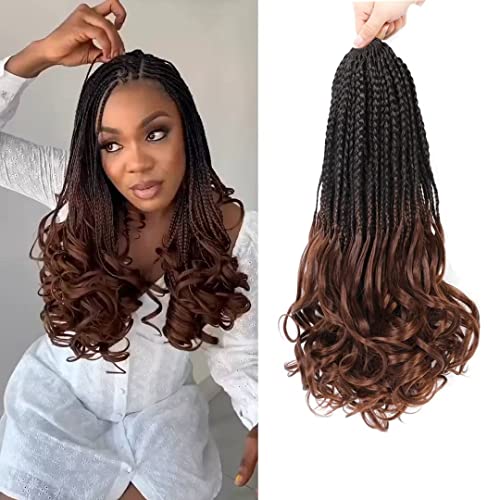 8 pacotes francês Curl Crochet Braids Hair for Black Mulheres 14 polegadas Boho Box Braids Cabelo de crochê com extremidades encaracoladas pré -loop francês Rastidando Extensões de Cabelo