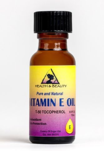 Tocoferol T-50 Vitamina E Anti Aging Premium Natural Pure 0,5 oz em garrafa de vidro