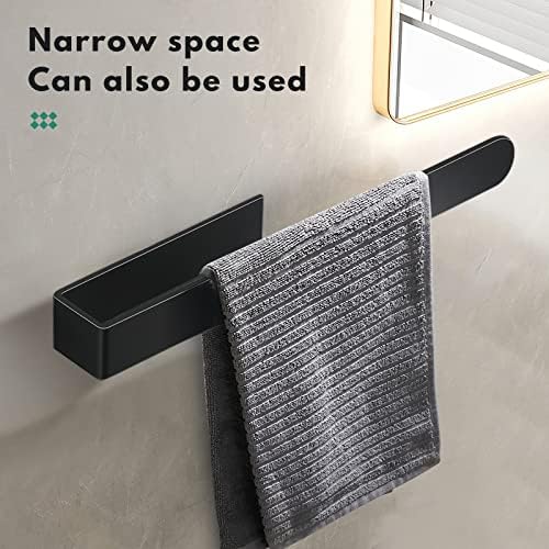 Porta de toalha de mão de Bicico, barra de toalha preta, suporte de toalha de mão de banheiro de 15 polegadas adesivo de 15 polegadas