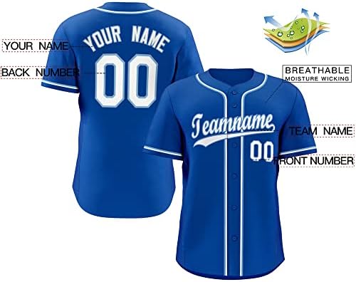 Jersey de beisebol personalizada Button Down Shirt Stitched Número Sports Uniform for Women Youth Plus Size