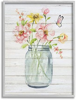 Stuell Industries Spring Spring Wild Flower Country Mason Jar Butterfly, Design by Nan
