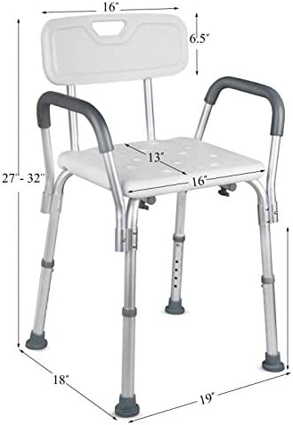 Cadeira de chuveiro com braços por negociação de healthline, bancada de banca de banho portátil ajustável com assento de segurança,