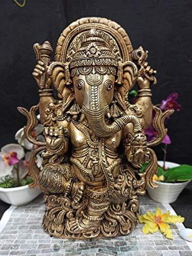 Bharat Haat Pure Brass Metal Ganesh sentado em financiamento fino e arte decorativa BH04109
