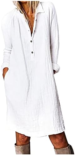 Vestidos de capa de lapela de linho sólida de harajuku para mulheres moda de algodão solto vestido colorido casual vestido