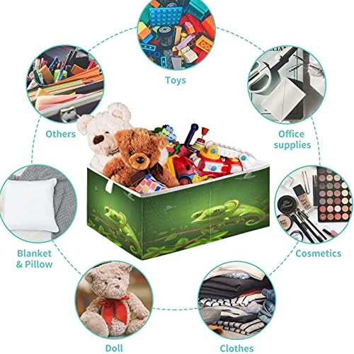 VISESUNNY Green Chameleon Closet Cestas de armazenamento Cestas de tecido para organizar caixas de cubos de armazenamento dobráveis ​​para roupas, brinquedos, higiene pessoal, abastecimento de escritório