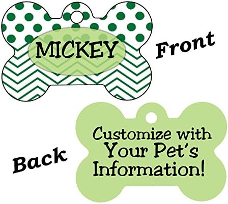 udesignusa polka ponto de duas lados Chevron Pet Id Dog Tags personalizados com nome e número do seu animal de estimação