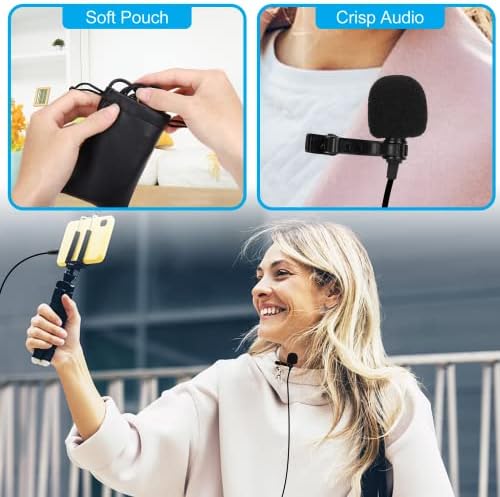 Microfone de lapela Lavalier de grau profissional para Yezz EPIC T compatível com telefone para iPhone ou câmera