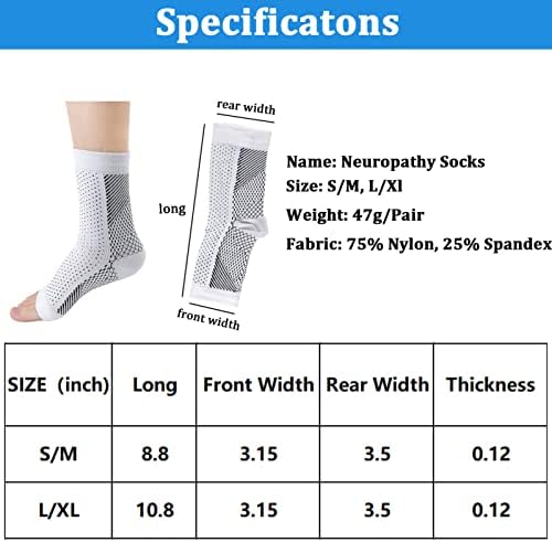 Ikneonei 4pairs Comprex Mangas de tornozelo, meias de alívio da dor neuropatia para pés, mulheres acalmam meias plantares fascíteis