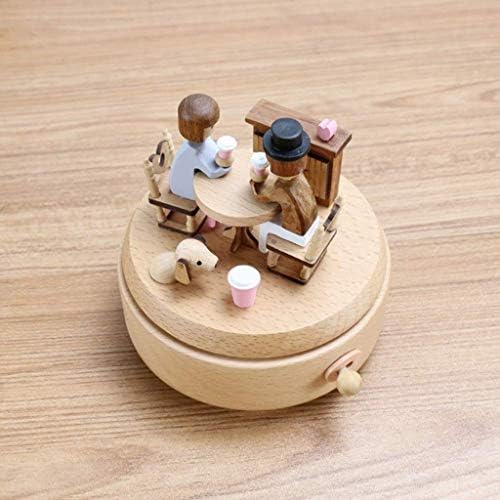 Caixa de música de madeira xjjzs - caixa de música pequena rotativa, sinuca manual, caixa de música giratória rotativa