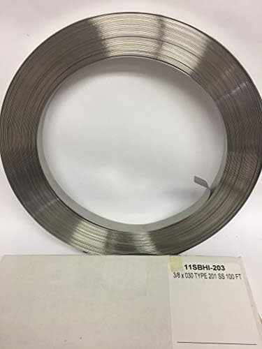 Bandamento de aço inoxidável BHI T201 3/8 de largura x 100 'de comprimento x 0,030 de espessura