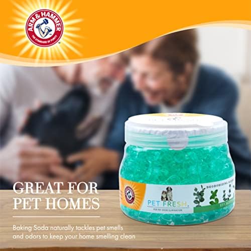 ARM & HAMMER PET PET FRESCO DEodorizante Gel Pearls | 12 oz de pet odor neutralizando contas com braço e martelo bicarbonato