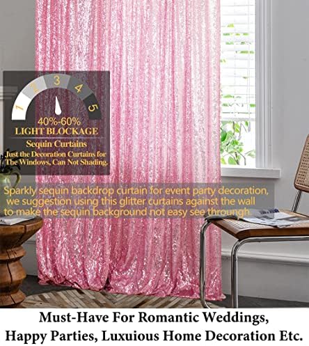 Painel de cortina de lantejão 2ftx7ft rosa ouro glitter lantejache cortinas decoração de aniversário fúcsia sequência rosa cortina