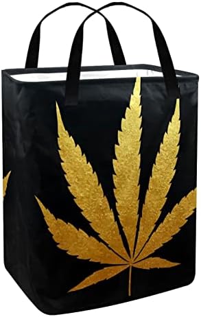Golden glitter cannabis folha estampa de folha de lavanderia dobra