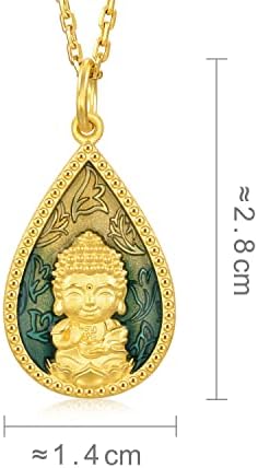 Chow cantou 999.9 24K Moll Gold Preço a peso 2,62g Buda de ouro com pendente azul de veluriyam para mulheres e homens