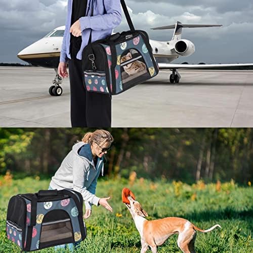 Portador de animais de estimação Fundo elegante de bolinhas em cores modernas portadoras de viagem para animais de estimação para gatos, cães de cachorro confortável portátil