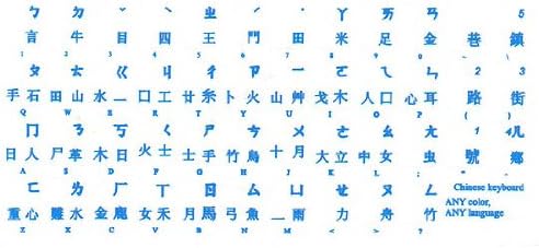 Chinês com adesivos de teclado de letras azuis transparentes para computadores teclados para desktop laptops