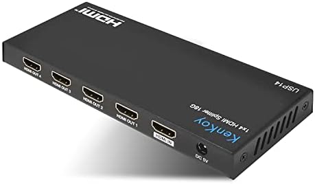 HDMI Splitter 1 in & 4 Out by Kenkoy - 4K 1x4 Duplicate/Mirror Single HDMI Source, HDCP 2.2, 4K@60Hz
