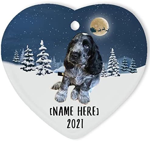 Azul Roan English Cocker Spaniel Dog Ornamentos para 2023 Árvore de Natal Nome personalizado Presentes 2024 Decorações de