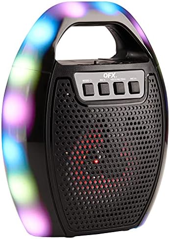 QFX BT-14 TWS Bluetooth recarregável portátil alto-falante de 10 watts com um woofer de 4 ”, entrada de microfone, entrada AUX, entrada