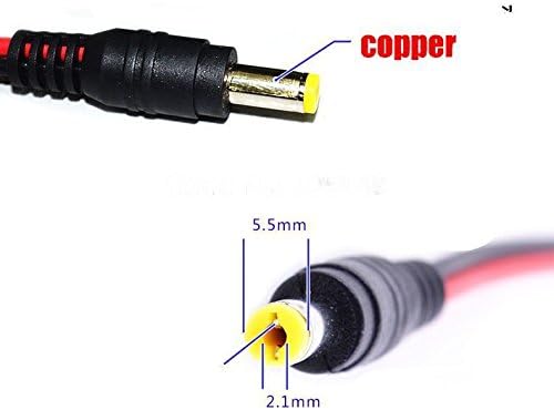 Atacado 100pcs 2,1x5,5 mm plugue masculino 12V DC Power Pigtail Cable Jack para CCTV Security Camera Connector AWG22 RED
