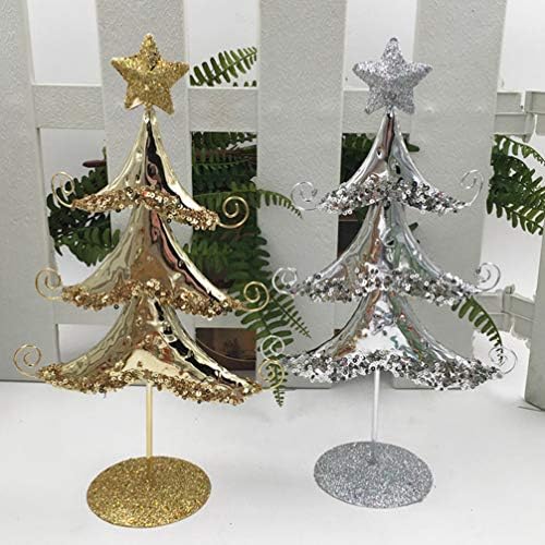 Árvore de Natal de Iron Iron Nuobester Stand Arre árvore de Natal Artificial Mini mesa de Natal Tree de Natal Interior Decoração de férias de Natal Prata