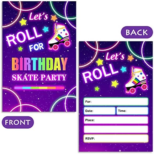 Roll Skate Birthday Party Invitations Cards -20 com 20 envelopes - preencha os convites em branco de festa de aniversário, para decoração