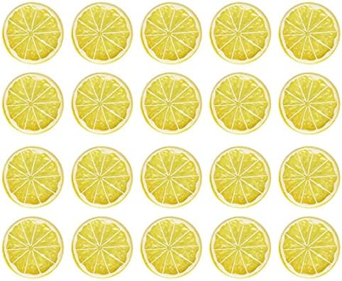 Mini simulação amarelo fatias de limão plástico Fake Artificial Fruit Modelo 20pcs