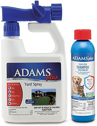 Pacote de spray de quintal de adams + shampoo