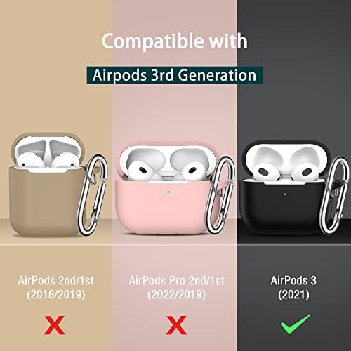 R-Fun AirPods Tampa da caixa de 3ª geração com kit mais limpo e capa de gancho de fones de ouvido, caixa de proteção de silicone