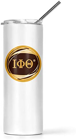 Greeklife.STORE iota phi teta aço inoxidável copo magro de 20 oz, copo de copo isolado de parede dupla a vácuo, copo