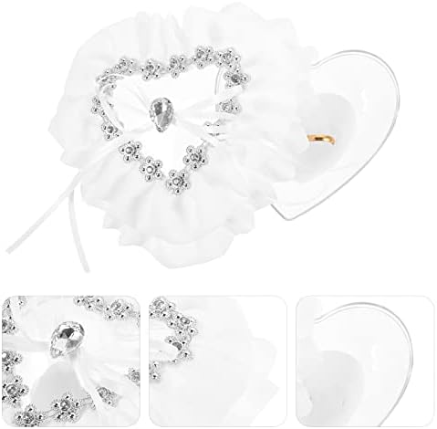 Caixa de casamento de travesseiro de anel de abaodam Lace Crystal Rose Heart Ring Box Solder