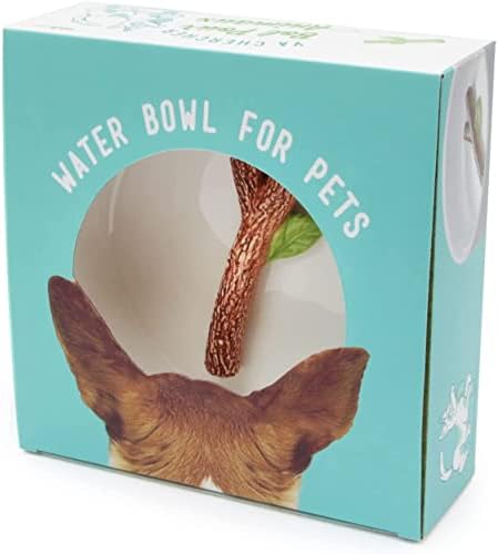 Suck UK | Tigela de cachorro cerâmica | Grande tigela de água de cachorro com bastão 3D | Acessórios para cães para novidades e suprimentos