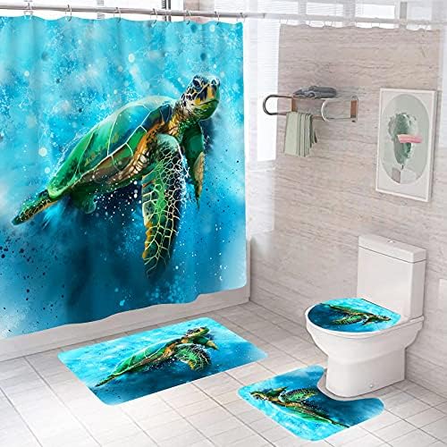Cortina de chuveiro de praia de Domoku para banheiro, 3D Ocean Coastal Seashell Starfish Fabric Curtain Decorative, com 12 ganchos laváveis ​​à prova d'água 72 x 72 polegadas