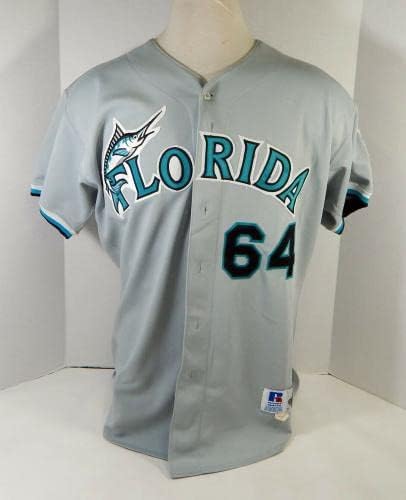 1993-96 Florida Marlins Sal Rende #64 Game usou Grey Jersey 48 DP14294 - Jogo usado MLB Jerseys