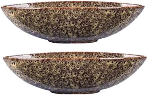Conjunto de Hosley de 2 tigela oval decorativa Patterno de penas de pavão com 14,5 polegadas de comprimento. Tigela