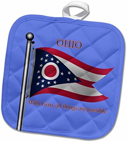 Bandeira de ondulação de rosa em 3d em Ohio no poste com nome de estado e lema. Porta -maconha, 8 x 8