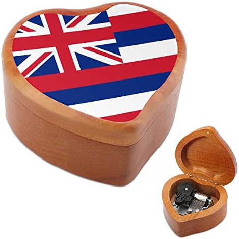 Bandeira do Havaí. Caixas de música arborizadas Presente de caixa musical de coração gravado vintage para o aniversário