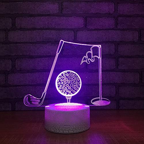 Jinnwell 3D Golf Night Light Lâmpada Lâmpada Ilusão 7 Alteração do Toque Alterado Touch Tabel Lâmpadas de decoração Leds Led Christmas Presente com acrílico Base ABS plana